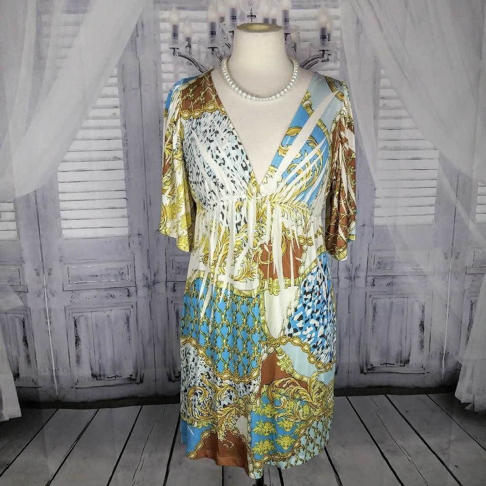 Volume One Plunging V-cut Mini Dress. Small. K49